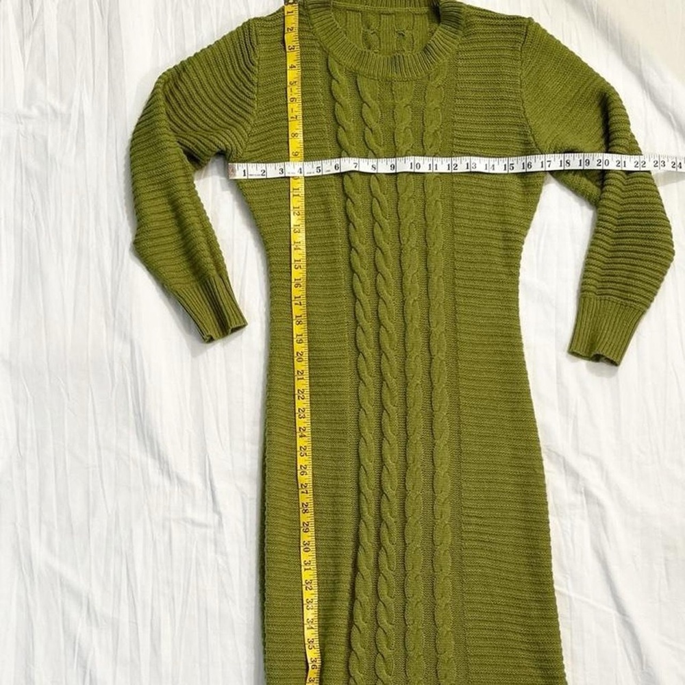 Green Long Sleeve Cable Knit‎ Maxi Dress - Picture 6 of 7